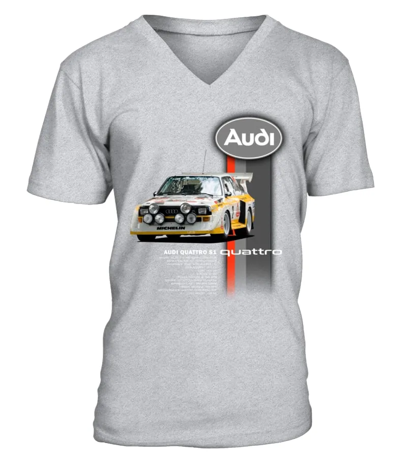 1985 Audi Sport Quattro S1 GR Camiseta cuello en V Unisex