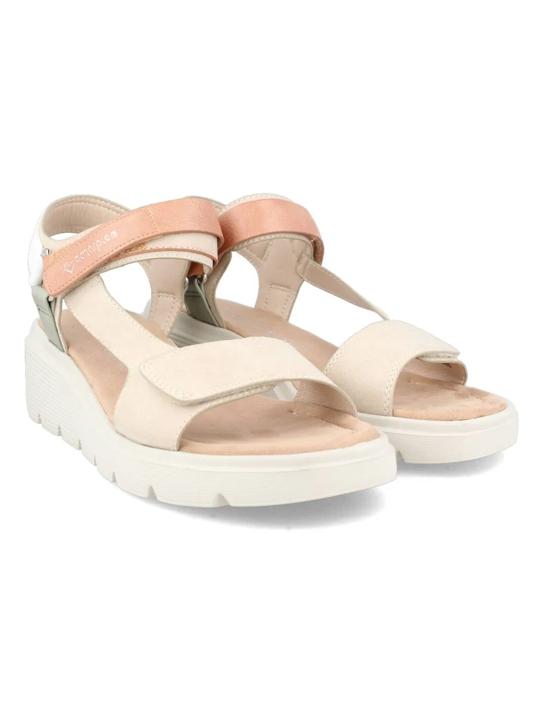 Amarpies - Cuña Comfort Velcros Combi Beige