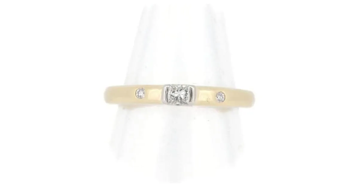 & Other Stories Anillo de diamante K18/PT900 0.10CT 0.02CT Oro Amarillo Platino Talla 8 en Excelente Estado Dorado 