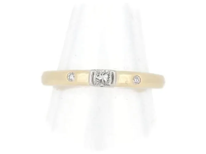 & Other Stories Anillo de diamante K18/PT900 0.10CT 0.02CT Oro Amarillo Platino Talla 8 en Excelente Estado Dorado 