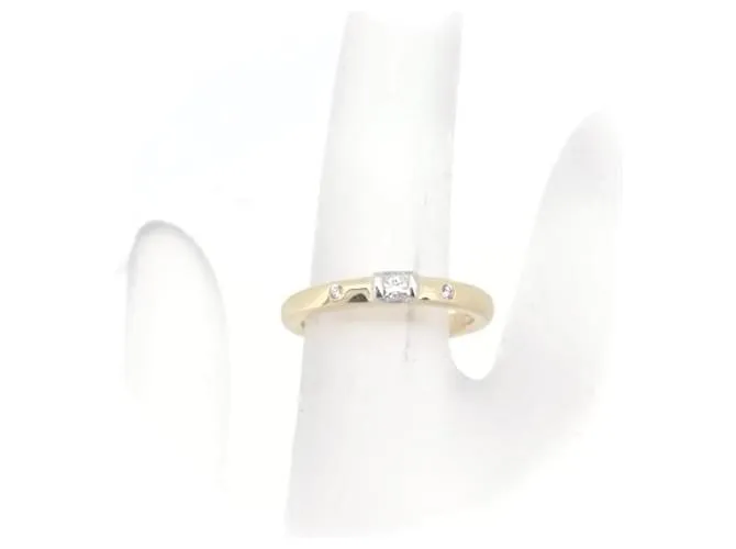 & Other Stories Anillo de diamante K18/PT900 0.10CT 0.02CT Oro Amarillo Platino Talla 8 en Excelente Estado Dorado 