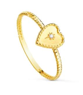 Anillo Corazón Oro 18K Glam Bolitas