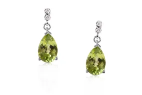 Aretes Colors of the sky PEAR - Oro 18k blanco - peridoto