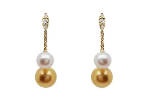 Aretes Perla Golden South Sea MIKIMOTO 18K Oro Amarillo -9mm