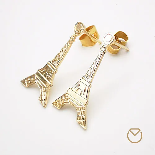 Aretes Torre Eiffel Oro 18k