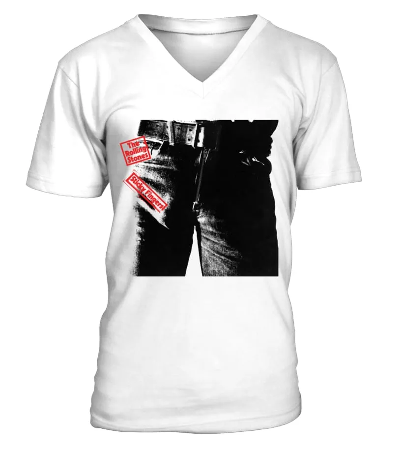 BBRB-005-WT. The Rolling Stones - Sticky Fingers Camiseta cuello en V Unisex