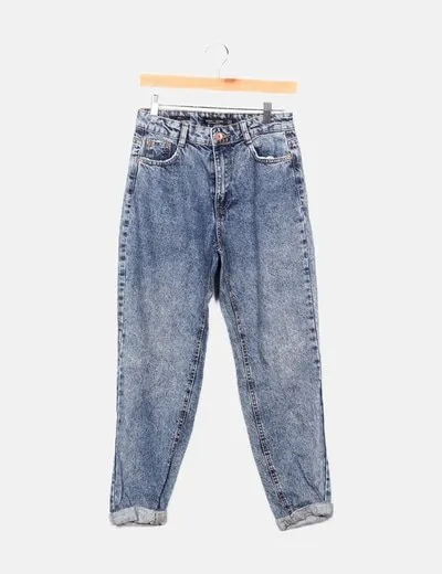 Bershka Pantalón denim azul