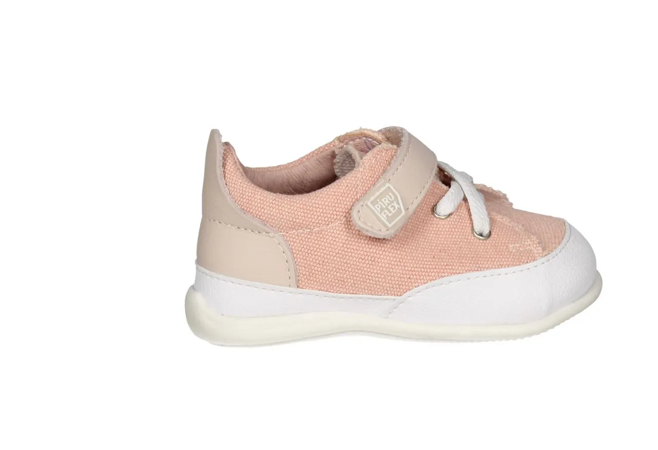 Blucher Velcro Respetuoso Lona Rosa Piso Blanco