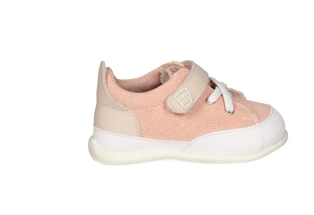 Blucher Velcro Respetuoso Lona Rosa Piso Blanco