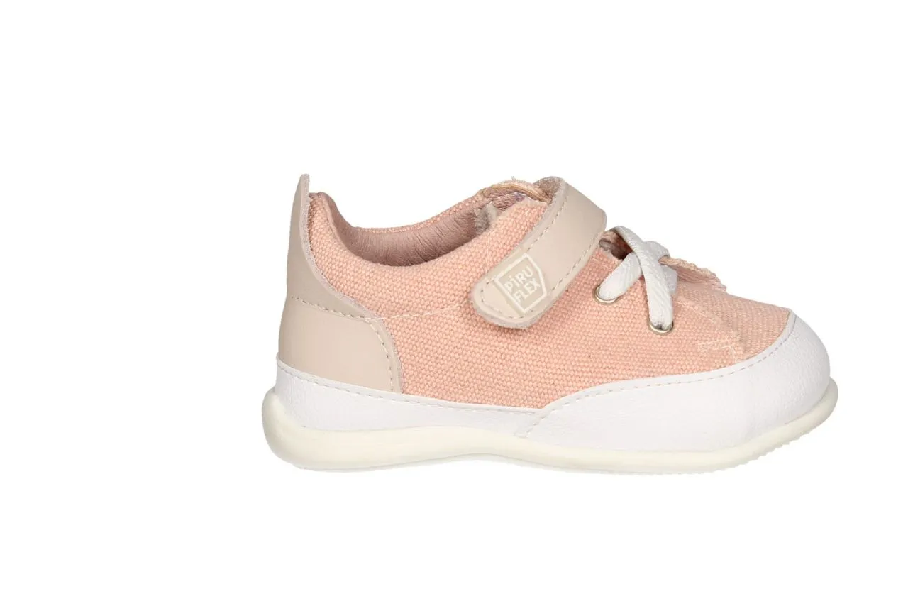 Blucher Velcro Respetuoso Lona Rosa Piso Blanco