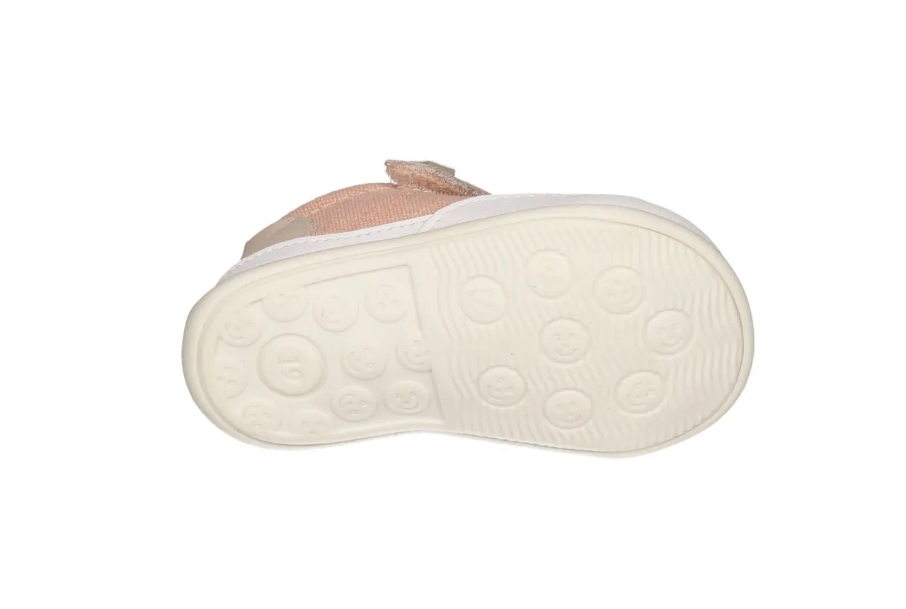 Blucher Velcro Respetuoso Lona Rosa Piso Blanco