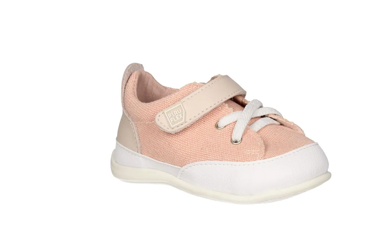 Blucher Velcro Respetuoso Lona Rosa Piso Blanco