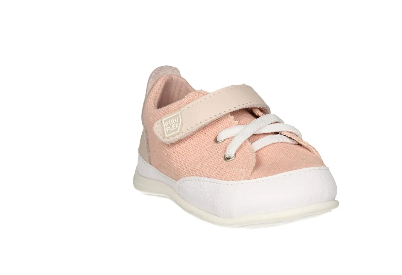 Blucher Velcro Respetuoso Lona Rosa Piso Blanco