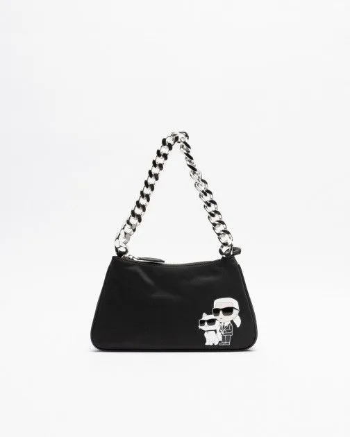 Bolso de hombro Karl Lagerfeld K/Ikonik 2.0 Nylon SM Chain SB Negro