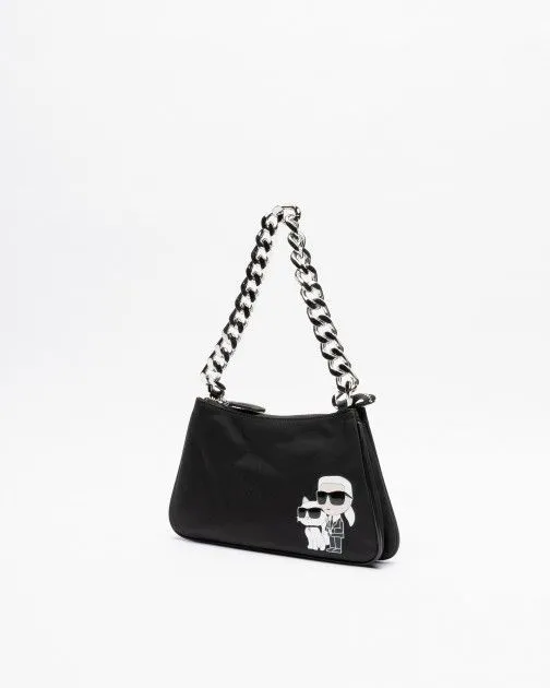 Bolso de hombro Karl Lagerfeld K/Ikonik 2.0 Nylon SM Chain SB Negro