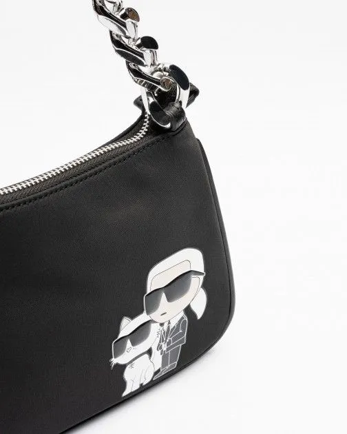 Bolso de hombro Karl Lagerfeld K/Ikonik 2.0 Nylon SM Chain SB Negro