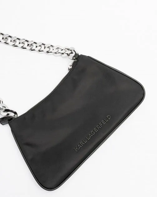 Bolso de hombro Karl Lagerfeld K/Ikonik 2.0 Nylon SM Chain SB Negro