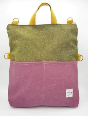 Bolso-mochila tapicería bicolor con forro de flores