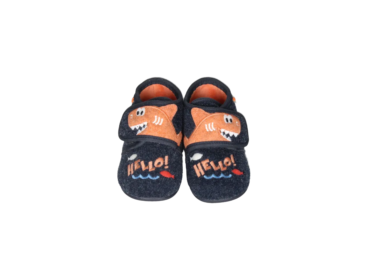 Bota Velcro Fieltro Azul Tiburon Naranja