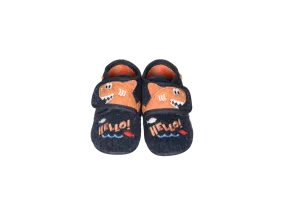 Bota Velcro Fieltro Azul Tiburon Naranja