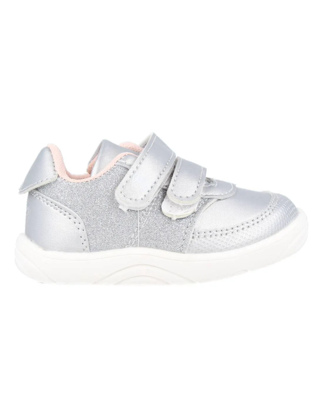 Bubble Kids - Deportiva Flexible Velcro Glitter Plata