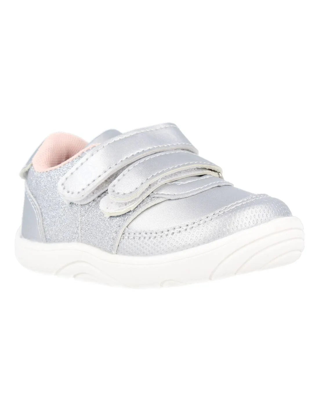 Bubble Kids - Deportiva Flexible Velcro Glitter Plata