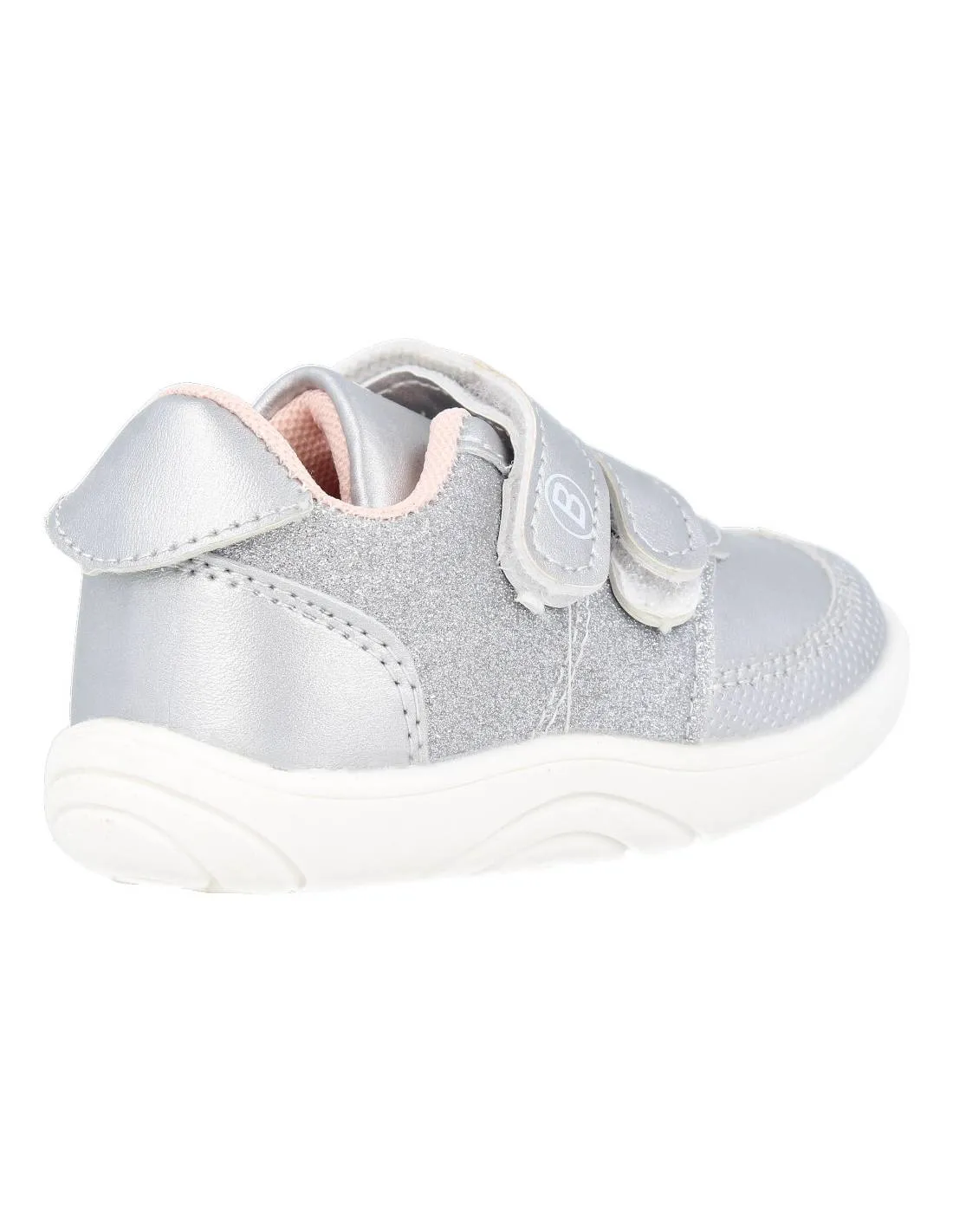 Bubble Kids - Deportiva Flexible Velcro Glitter Plata