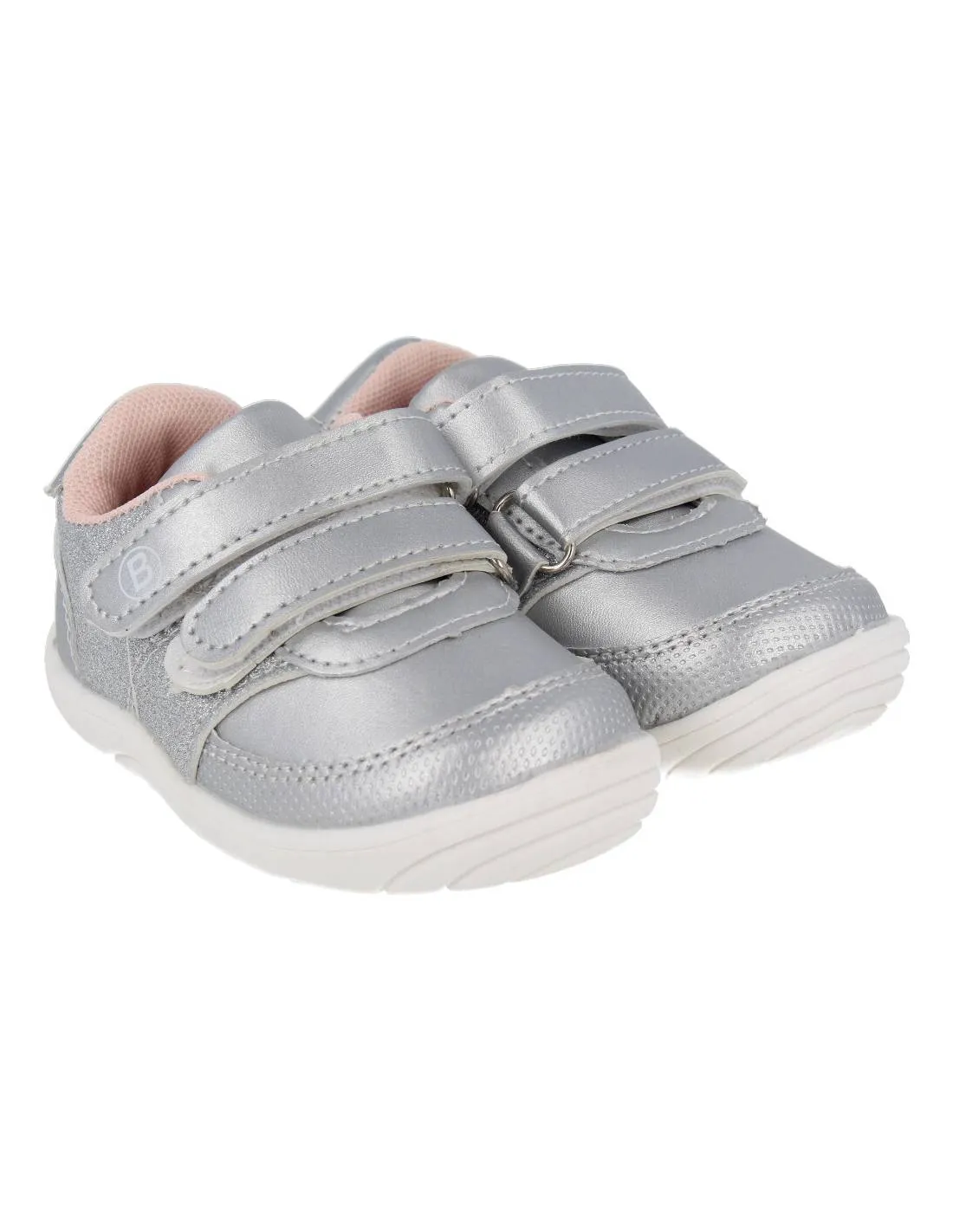 Bubble Kids - Deportiva Flexible Velcro Glitter Plata