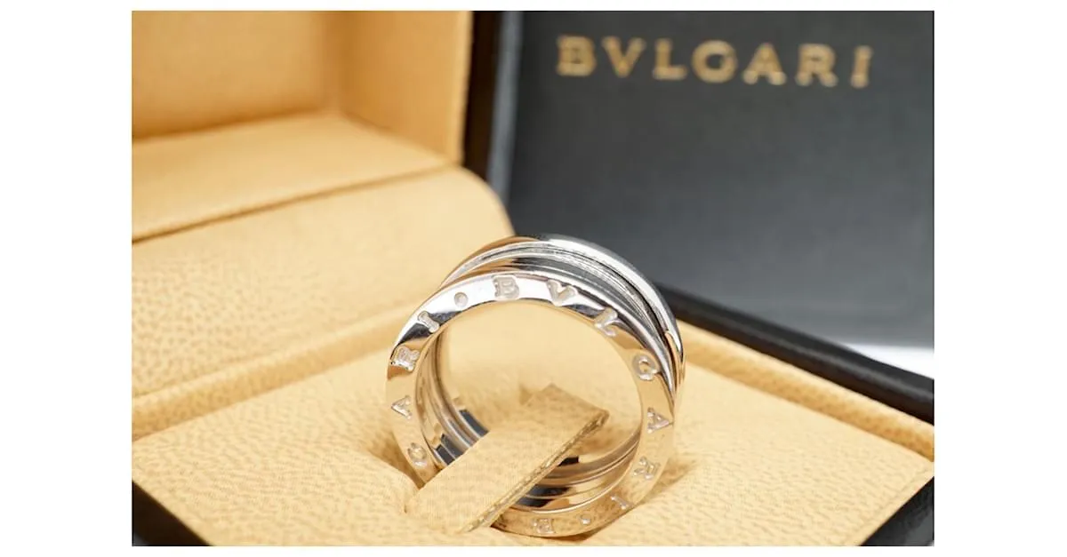 Bulgari Bvlgari 18k Oro blanco B.Cero1 3-Tamaño del anillo de banda EE. UU.6.3/4 UE54 Plateado Plata 