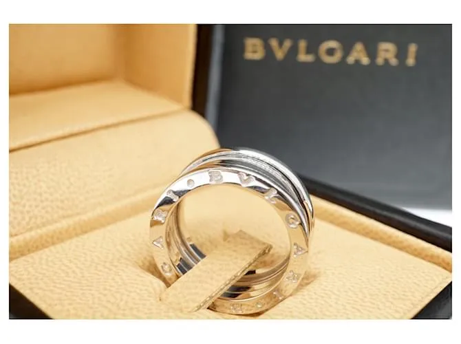 Bulgari Bvlgari 18k Oro blanco B.Cero1 3-Tamaño del anillo de banda EE. UU.6.3/4 UE54 Plateado Plata 