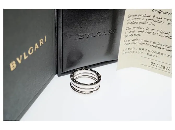 Bulgari Bvlgari 18k Oro blanco B.Cero1 3-Tamaño del anillo de banda EE. UU.6.3/4 UE54 Plateado Plata 