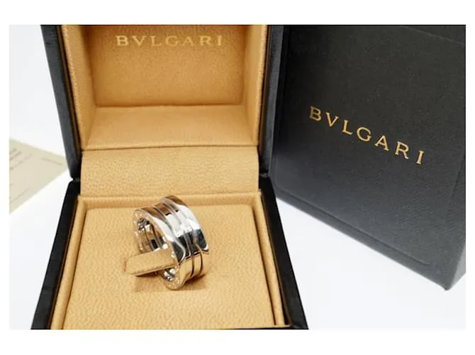 Bulgari Bvlgari 18k Oro blanco B.Cero1 3-Tamaño del anillo de banda EE. UU.6.3/4 UE54 Plateado Plata 