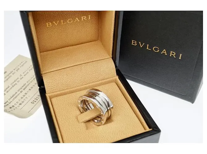 Bulgari Bvlgari 18k Oro blanco B.Cero1 3-Tamaño del anillo de banda EE. UU.6.3/4 UE54 Plateado Plata 