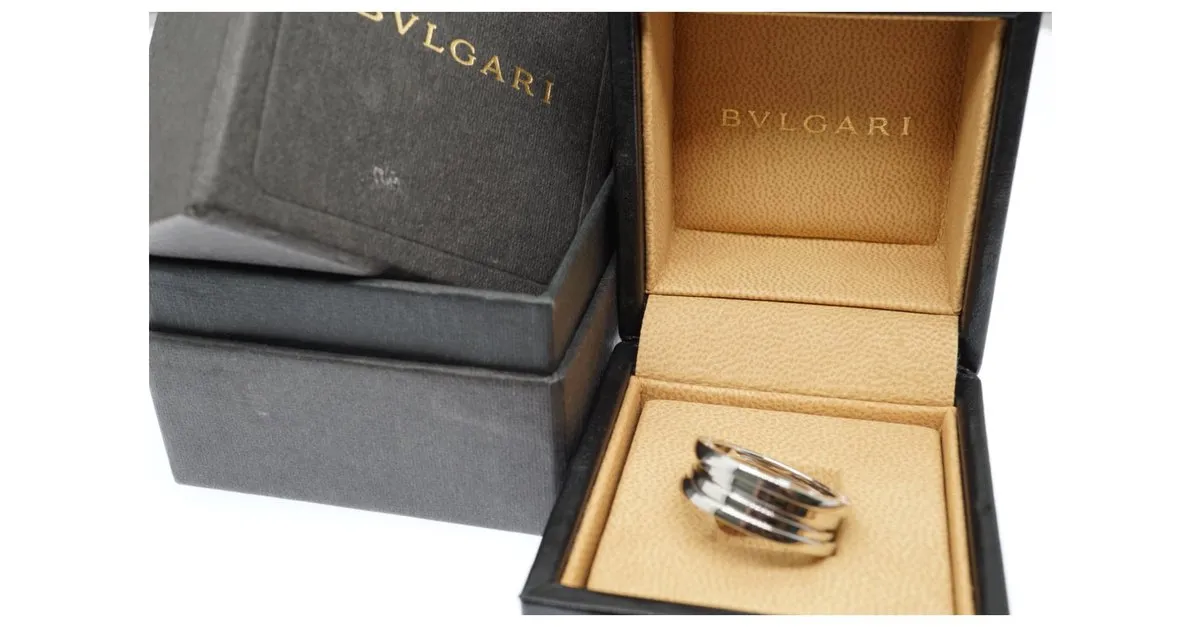 Bulgari Bvlgari 18k Oro blanco B.Cero1 3-Tamaño del anillo de banda EE. UU.8.1/8 UE58 Plata 