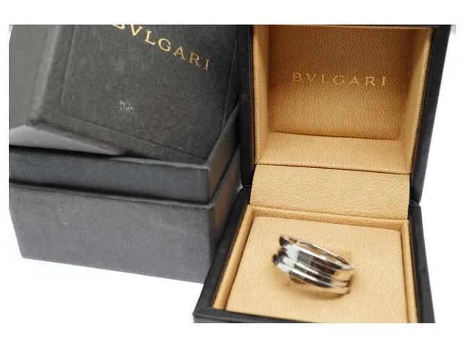 Bulgari Bvlgari 18k Oro blanco B.Cero1 3-Tamaño del anillo de banda EE. UU.8.1/8 UE58 Plata 