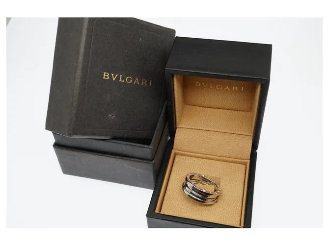 Bulgari Bvlgari 18k Oro blanco B.Cero1 3-Tamaño del anillo de banda EE. UU.8.1/8 UE58 Plata 