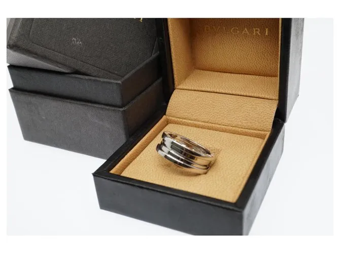 Bulgari Bvlgari 18k Oro blanco B.Cero1 3-Tamaño del anillo de banda EE. UU.8.1/8 UE58 Plata 