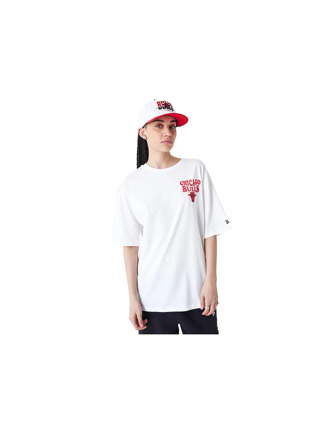 Camiseta New Era Nba Script Oversized Chicago Bulls Blanco Unisex