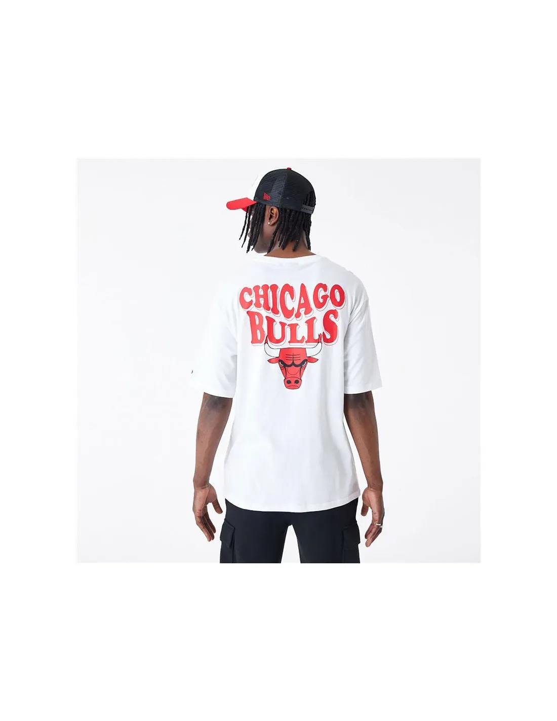 Camiseta New Era Nba Script Oversized Chicago Bulls Blanco Unisex