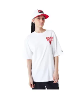 Camiseta New Era Nba Script Oversized Chicago Bulls Blanco Unisex