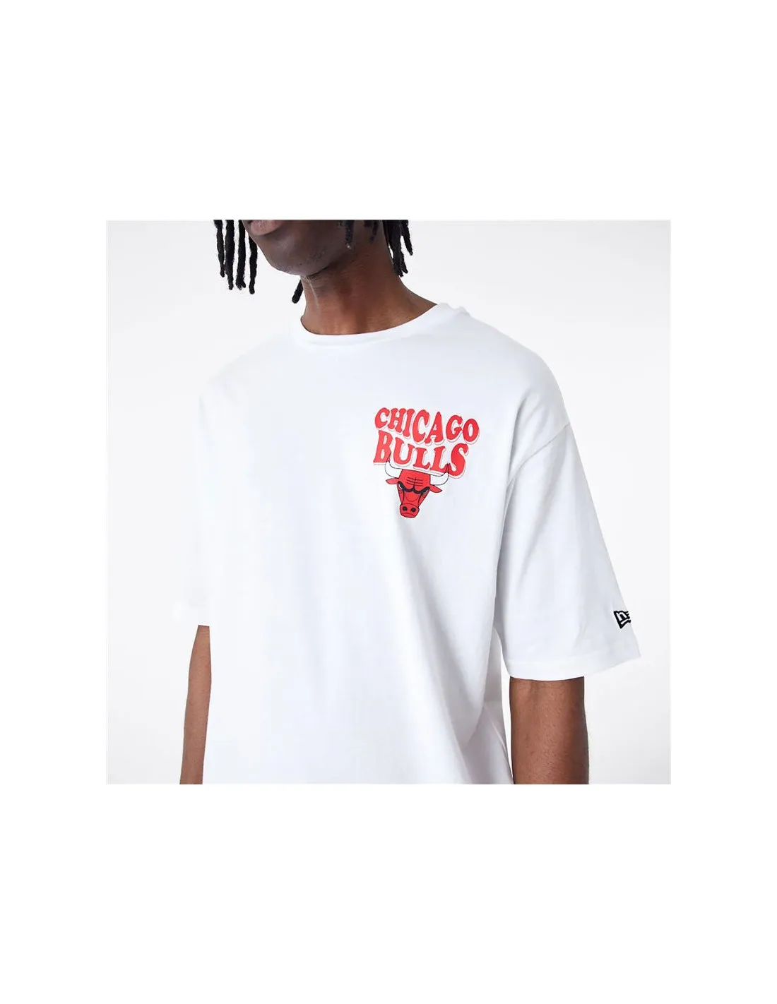 Camiseta New Era Nba Script Oversized Chicago Bulls Blanco Unisex