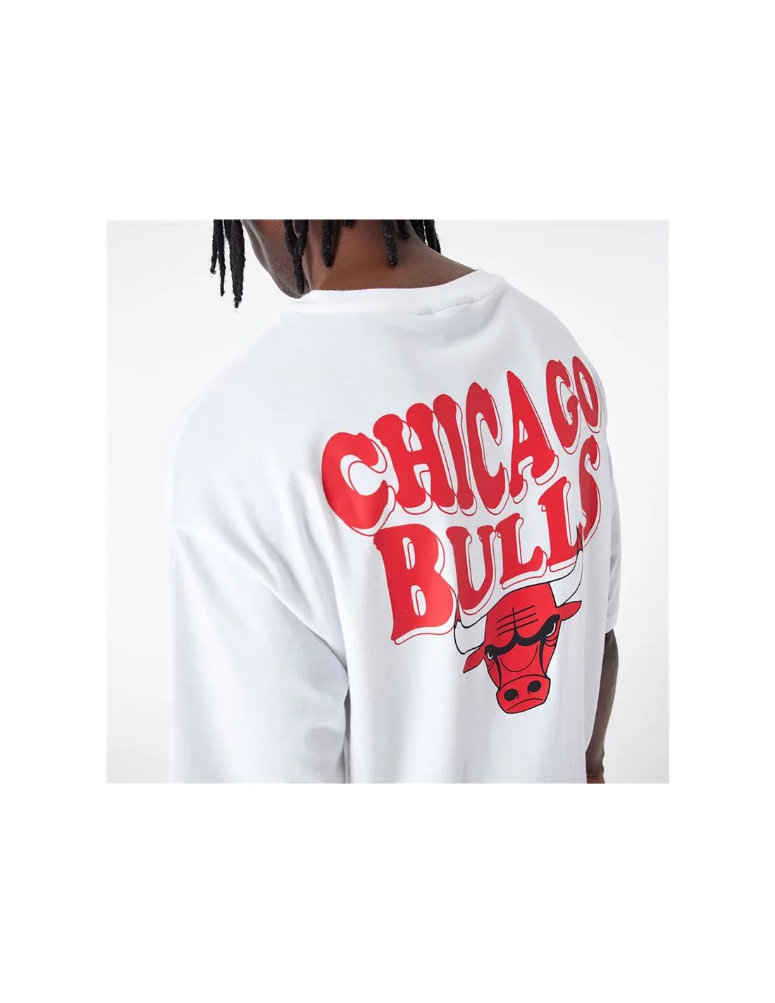 Camiseta New Era Nba Script Oversized Chicago Bulls Blanco Unisex