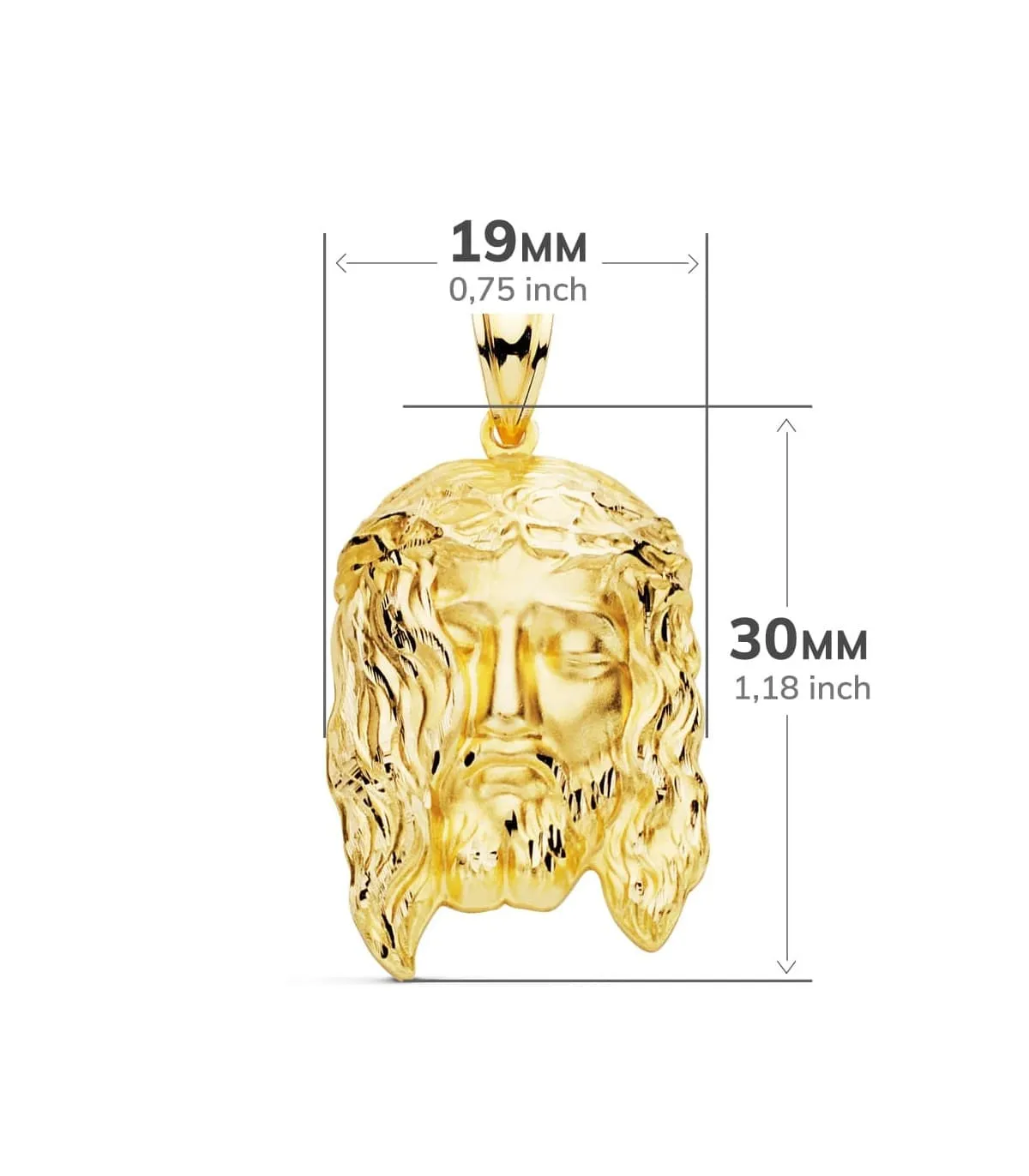 Colgante Cabeza Cristo Oro Amarillo 18K 27mm