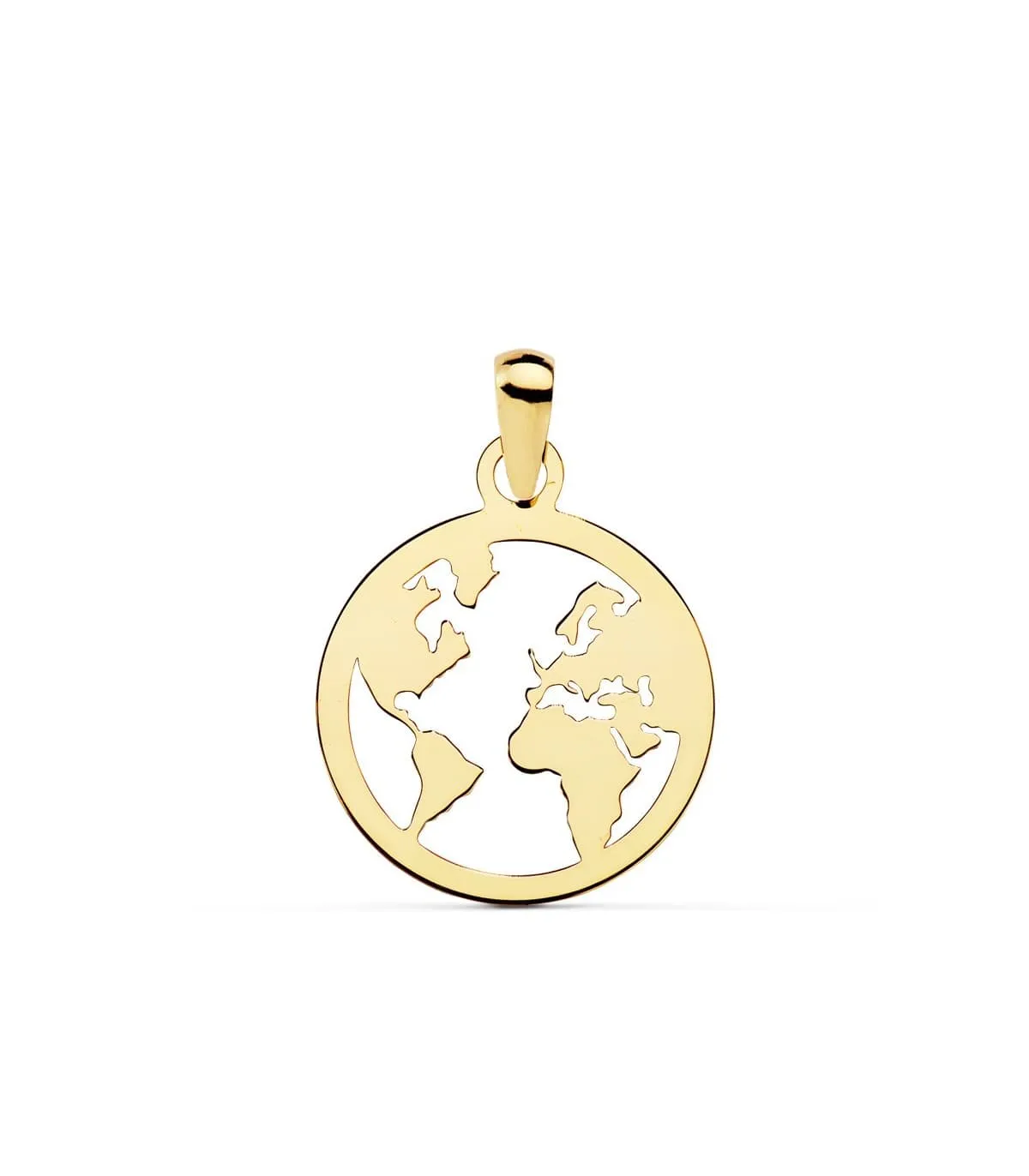 Colgante Flat World Oro Amarillo 18K 15 mm