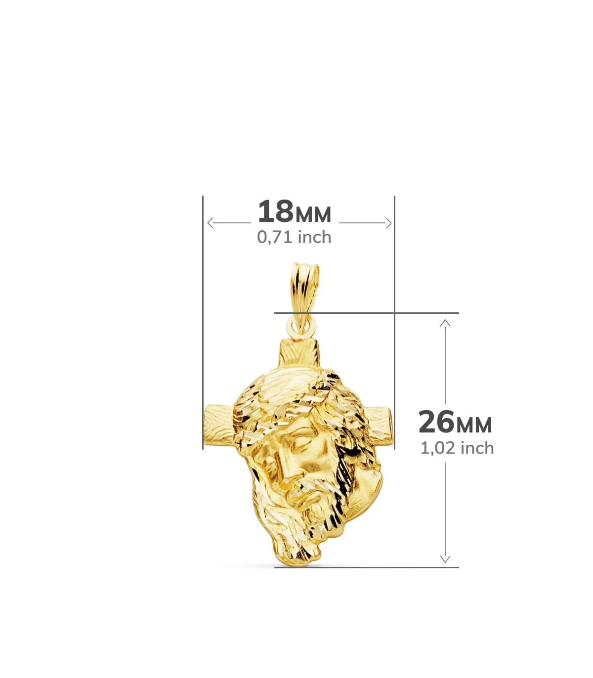 Colgante Rostro Cristo Cruz Oro 18K 26mm