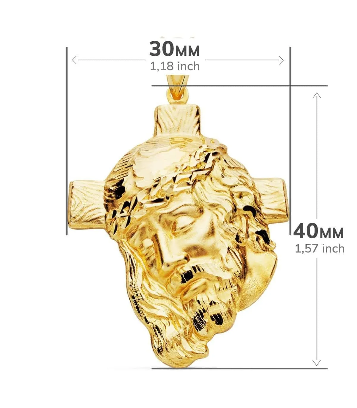 Colgante Rostro Cristo Cruz Oro 18K 40mm