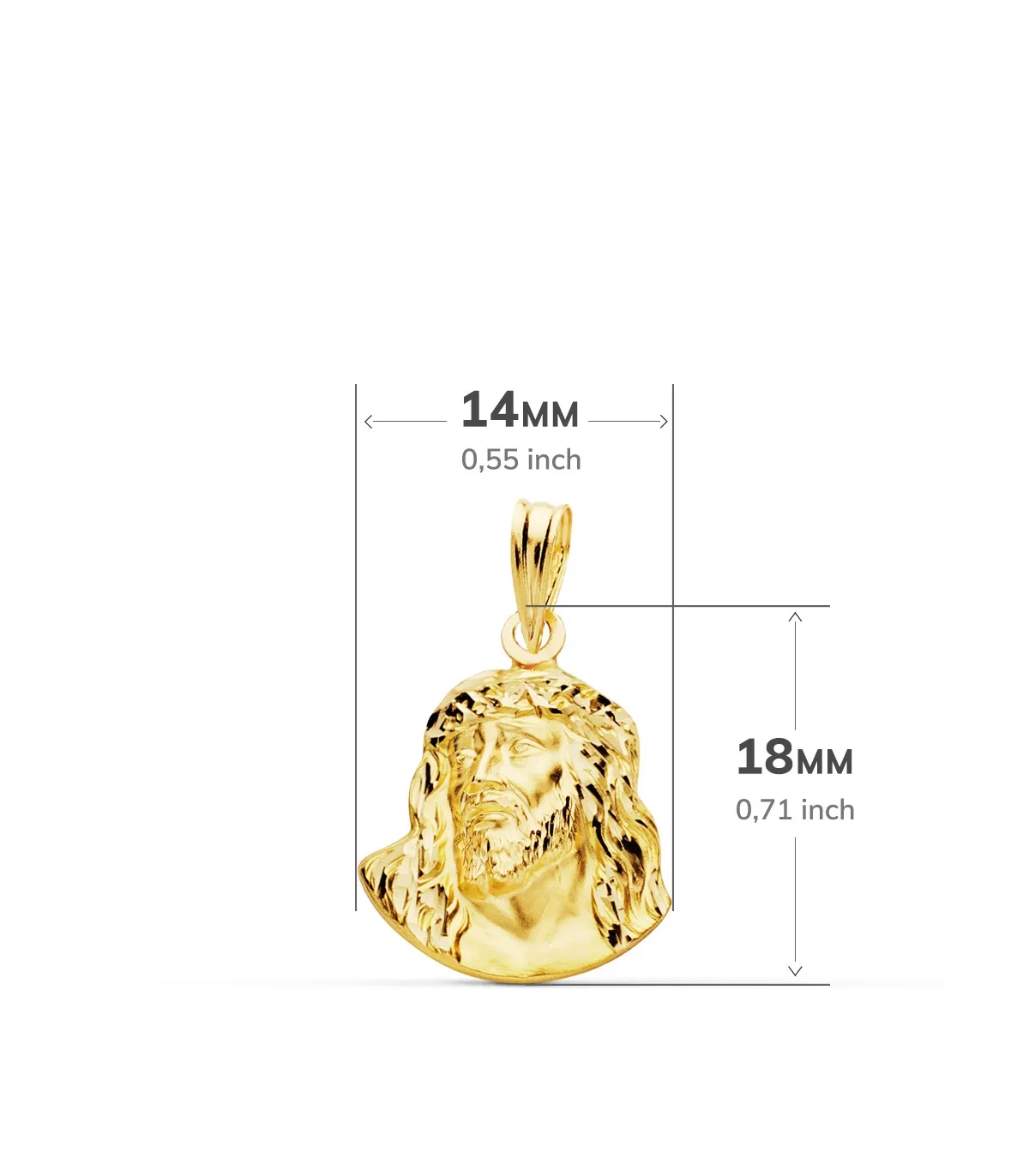 Colgante Rostro de Cristo Oro 18K 18mm