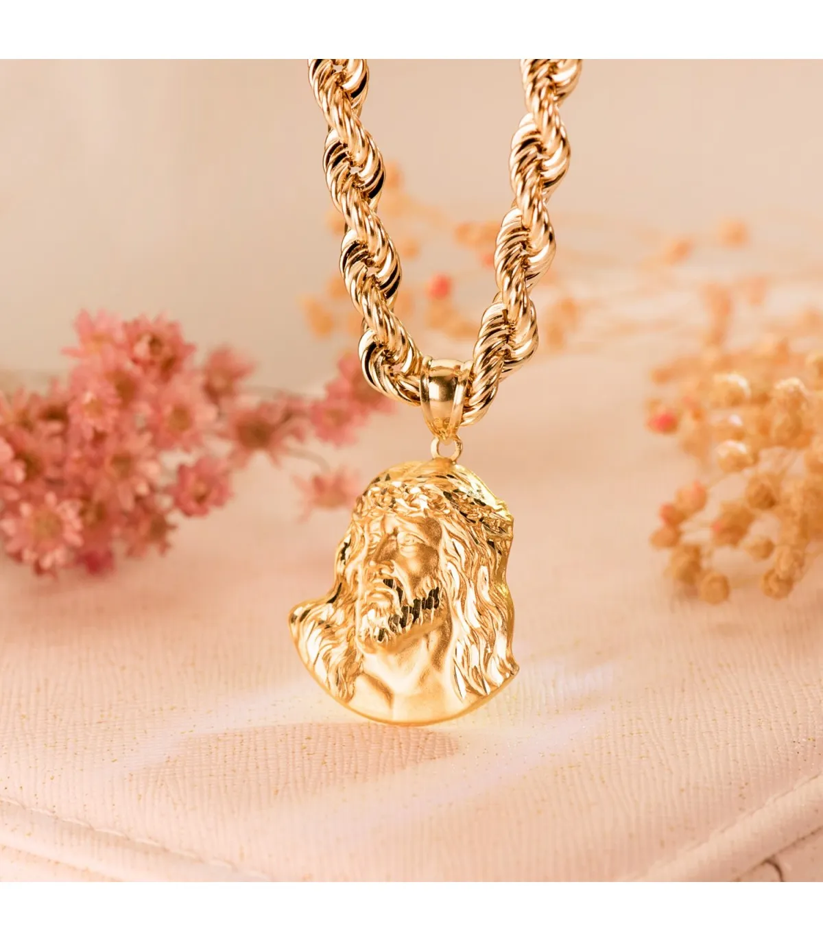 Colgante Rostro de Cristo Oro 18K 27mm