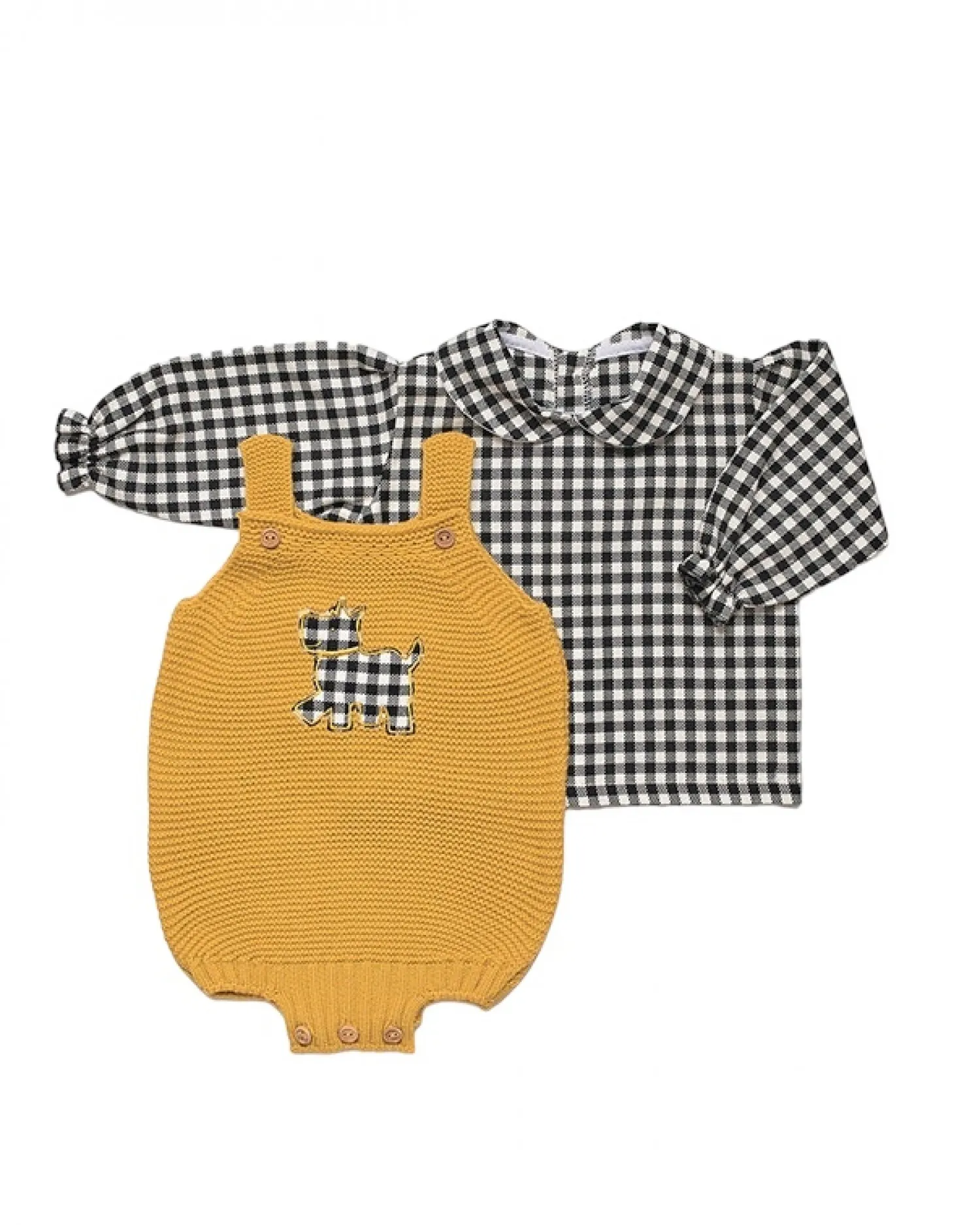 Conjunto unisex peto y blusa Perrito.