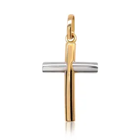 Cruz Creu Fedele CONCAVA - Oro 18k combinado - 16x10mm